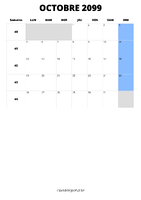 calendrier octobre 2099 format portrait