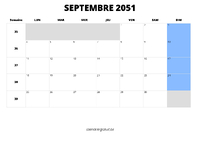 calendrier septembre 2051 calendrier septembre 2051 au format paysage
