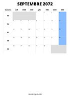 calendrier septembre 2072 calendrier septembre 2072 format portrait