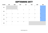 calendrier septembre 2077 calendrier septembre 2077 au format paysage