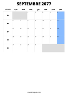 calendrier septembre 2077 calendrier septembre 2077 format portrait