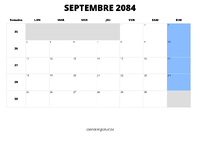 calendrier septembre 2084 calendrier septembre 2084 au format paysage