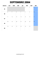 calendrier septembre 2084 calendrier septembre 2084 format portrait