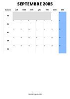 calendrier septembre 2085 format portrait