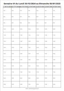 Aperçu calendrier hebdomadaire
